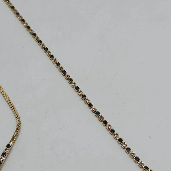 1982 AVON Galaxy of Color Sim Sapphire Chevron Gold Tone Necklace Bracelet Set - Picture 4 of 6